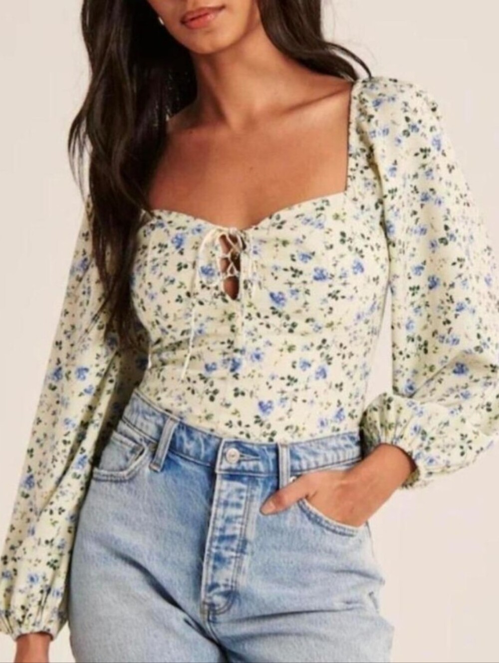 Abercrombie & Fitch Corset Puff Sleeve Top